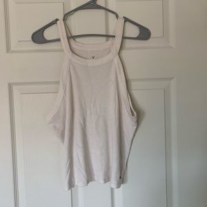 Cream High-neck Crop Top